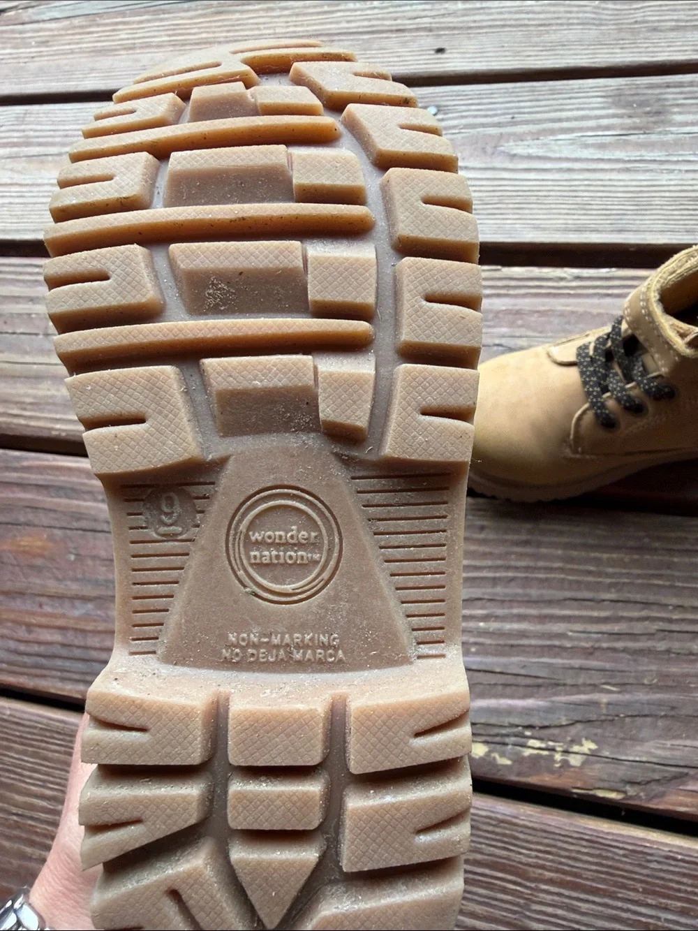 wonder nation Tan and Black Kids Lace-Up Outdoor Boots